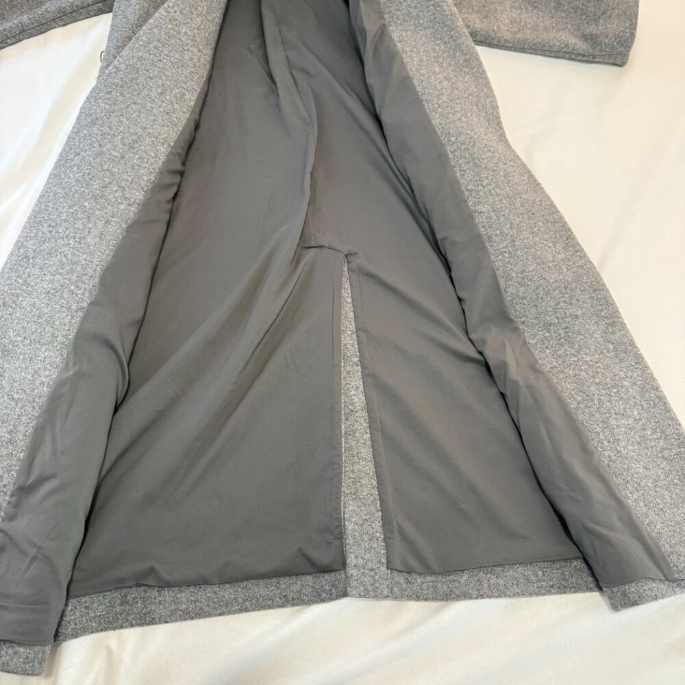 Express Conscious Edit Gray Wool Blend Wrap Trench Coat XS Belt Shawl Collar - Picture 6 of 8